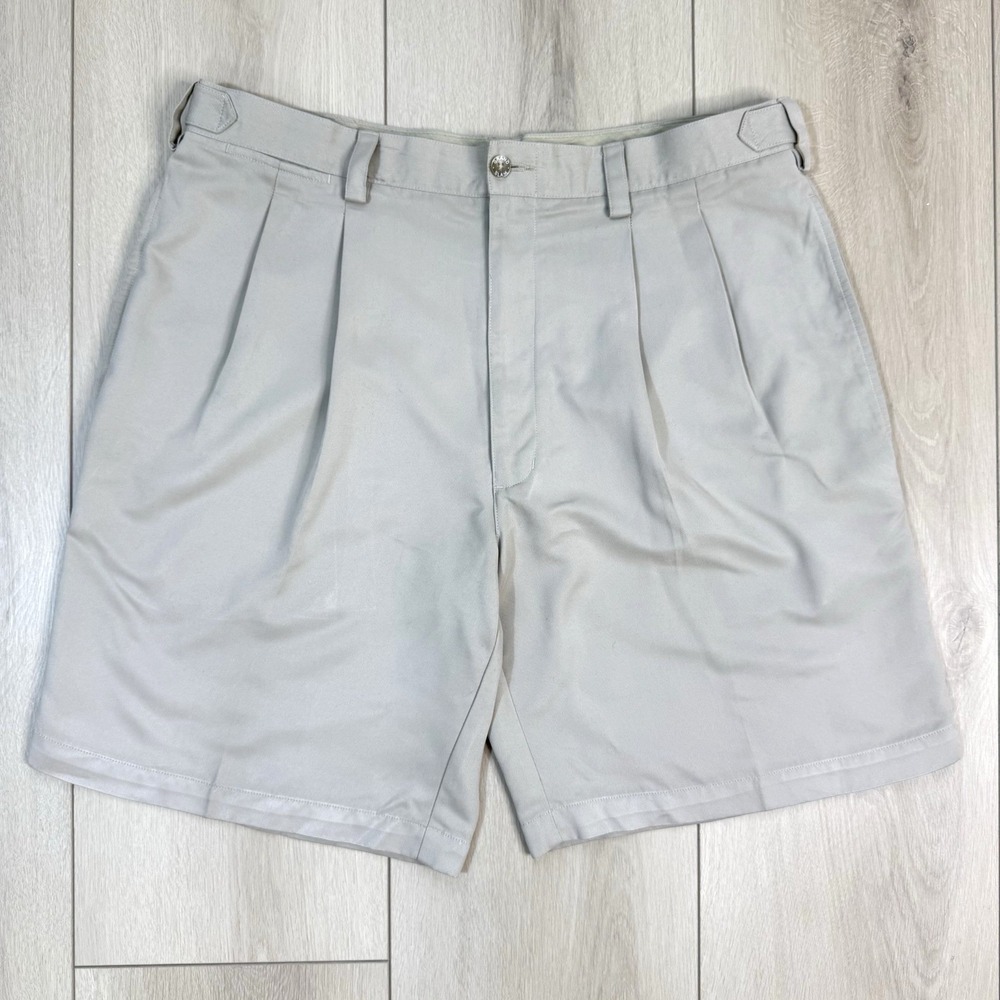 VTG Original Penguin Men's Golf Shorts 38 Khaki Beige Pleated Grand Slam‎ Logo